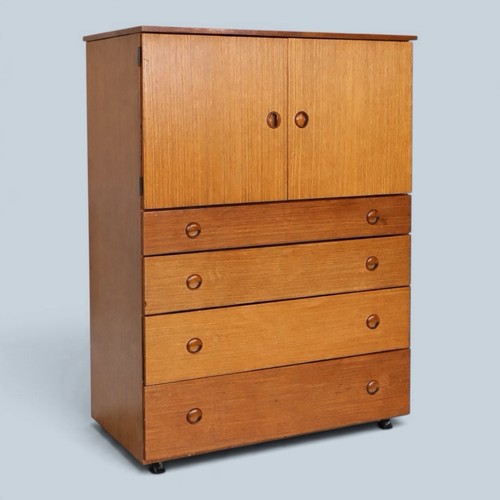 Schreiber teak tallboy cabinet - schreiber,